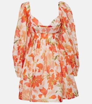 Zimmermann Minikleid Tranquillity Aus Leinen Und Seide - Orange
