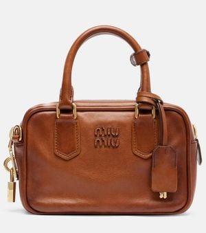 Miu Miu Arcadie Small Leather Tote Bag - Brown