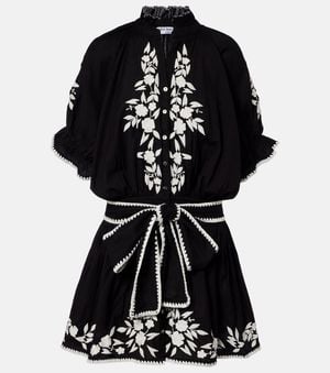 Juliet Dunn Minikleid Aus Baumwolle Und Leinen - Schwarz