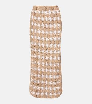 Anna Kosturova Falda Midi Bella Rosette De Croche De Algodon - Neutro