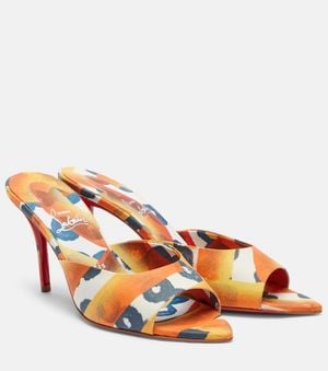 Christian Louboutin Pantoletten Miss Z 80 Aus Canvas - Mehrfarbig