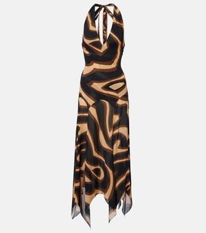 PUCCI Labirinto Muslin Jersey Midi Dress - Metallic