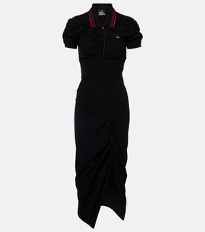 Vivienne Westwood Pulling Ruched Cotton Midi Dress - Black