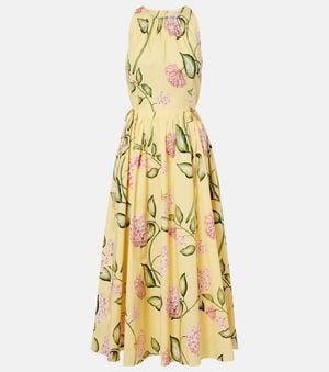 Oscar de la Renta Floral Cotton-Blend Midi Dress - Metallic