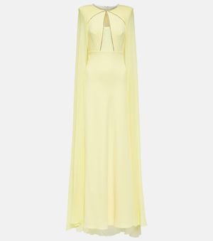 Roland Mouret Stretch Cady Caped Maxi Dress - Yellow