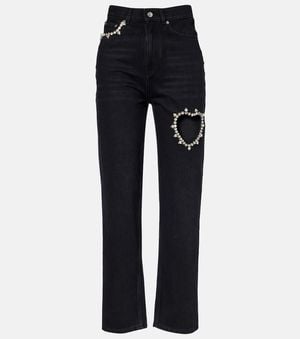 Area Crystal-Embellished Straight Jeans - Blue
