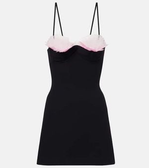 David Koma Feather-Trimmed Cady Minidress - Black