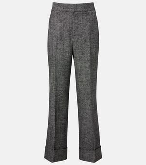 Gucci Gerade High-Rise-Hose Aus Wolle - Grau