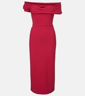 Carolina Herrera Off-Shoulder Wool-Blend Cocktail Dress - Red