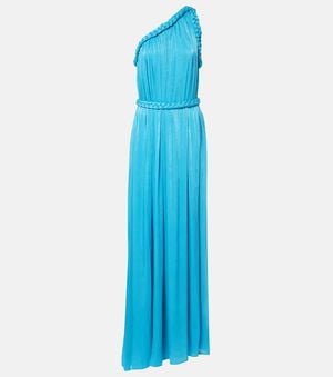 Costarellos Isilda Lame Georgette One-Shoulder Gown - Blue