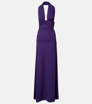 Christopher Esber Halterneck Open-Back Maxi Dress - Purple