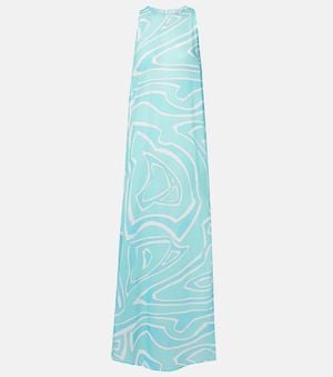 PUCCI Labirinto Cotton Gauze Maxi Dress - Blue