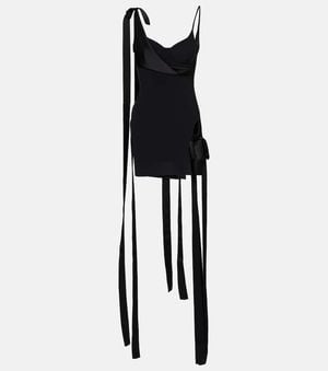 David Koma Bow-Detail Satin And Cady Minidress - Black