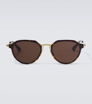 Bottega Veneta Thin Triangle Round Sunglasses - Brown