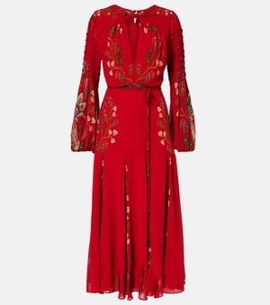 FARM Rio Floral Pleated Maxi Dress - Red