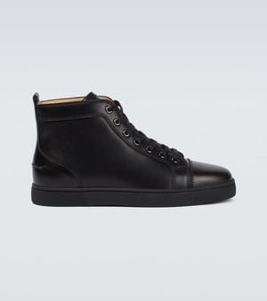 Christian Louboutin Louis Leather High-Top Sneakers - Black