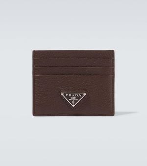 Prada Logo Leather Card Holder - Brown