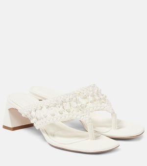 Jonathan Simkhai Alia Woven Leather Platform Thong Sandals - White