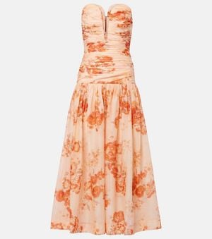 Zimmermann Bedrucktes Midikleid Cascadian - Orange
