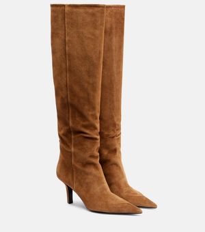 AMINA MUADDI Christine 80 Suede Knee-High Boots - Brown
