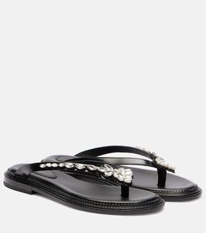 Simone Rocha Embellished Leather Thong Sandals - Black