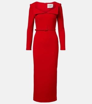 Roland Mouret Belted Wool Midi Dress - Red