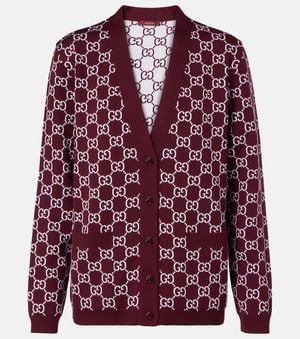 Gucci Gg Reversible Wool-Blend Jacquard Cardigan - Red