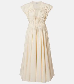 TOVE Ceres Gathered Cotton Midi Dress - Natural
