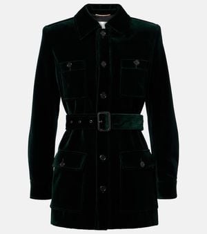 Saint Laurent Saharienne Cotton Velvet Jacket - Black