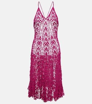 Anna Kosturova Open-Knit Cotton Midi Dress - Purple
