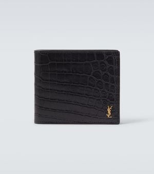 Saint Laurent Croc-Effect Leather Wallet - Black