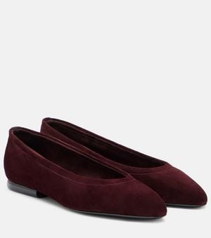 Loro Piana Primula Suede Ballet Flats - Red
