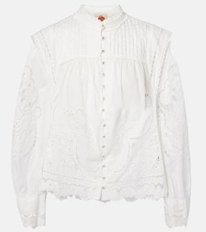 FARM Rio Embroidery Cotton Blouse - White