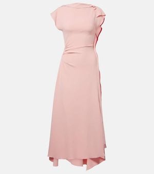 Victoria Beckham Draped Gathered Midi Dress - Pink