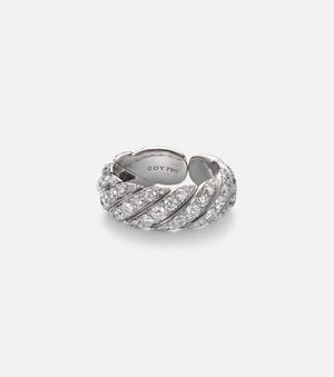David Yurman Sculpted Cable 18Kt Ring With Diamonds - White