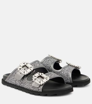 Roger Vivier Sandalias Slidy Viv' Adornadas - Negro