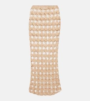 Anna Kosturova Rosette Crochet Cotton Maxi Skirt - Natural