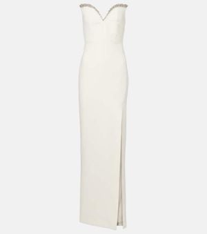 Roland Mouret Embellished Strapless Crepe Gown - White