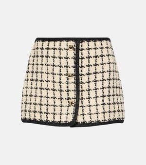 Miu Miu Checked Wool-Blend Boucle Miniskirt - Natural