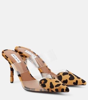 Alaïa Mules Le Cour mit Kalbshaar - Braun