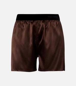 Tom Ford Silk-Blend Satin Shorts - Brown