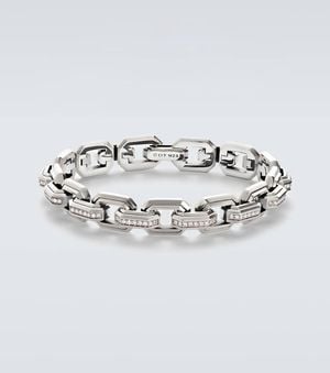 David Yurman 925 Sterling Chain Bracelet With Diamonds - Metallic
