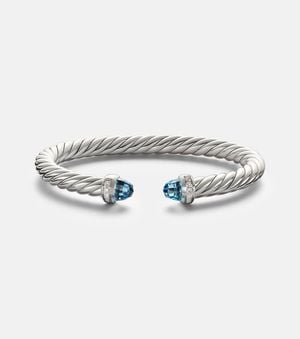 David Yurman Cable Flex 925 Sterling Bracelet With Diamonds And Topaz - Metallic