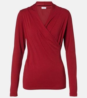 Velvet Meri Cotton-Blend Jersey Wrap Top - Red