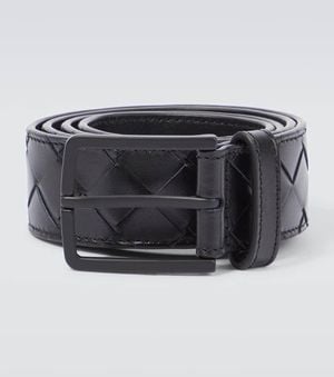 Bottega Veneta Intrecciato Leather Belt - Black