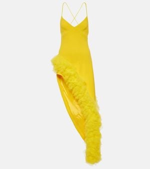 David Koma Asymmetrical Ruffled Hem Cami Dress - Yellow