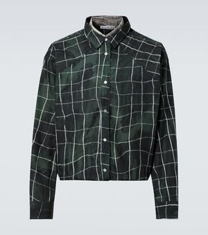 Acne Studios Checked Layered Cotton Poplin Shirt - Green