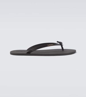 Saint Laurent Leather Thong Sandals - Black