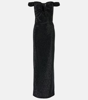 Roland Mouret Crystal-Embellished Off-Shoulder Gown - Black