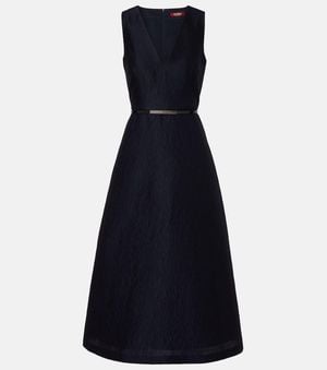 Max Mara Lyon Cotton And Silk-Blend Cloque Midi Dress - Blue